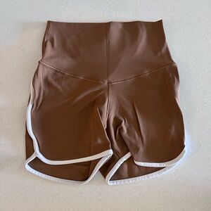 Aerie Brown Athletic Shorts with White Trim